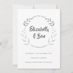 Silver Foliage Save the Date Card