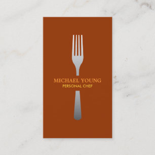 SILVER FORK on DARK ORANGE Business Card