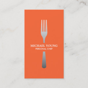 SILVER FORK on ORANGE Business Card