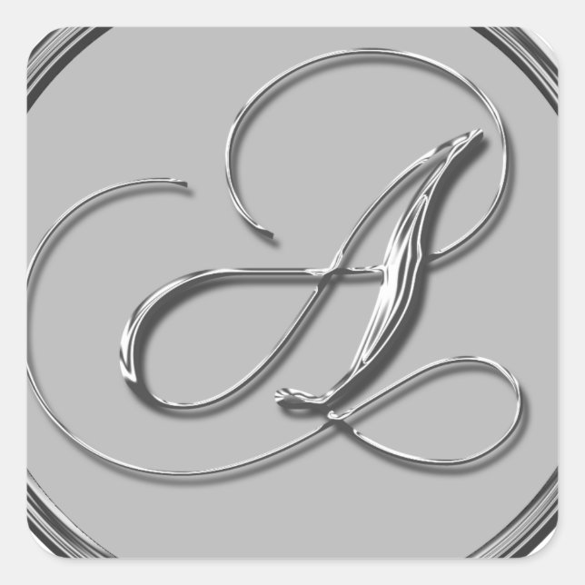 Silver Formal Wedding Monogram A Seal (Front)