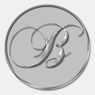 Silver Formal Wedding Monogram B Seal Sticker
