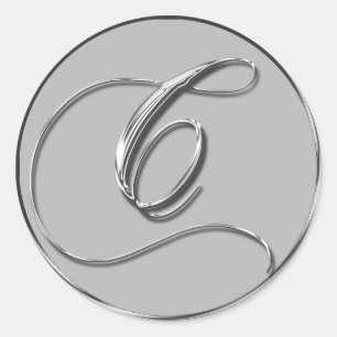 Silver Formal Wedding Monogram C Seal