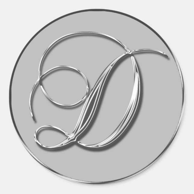 Silver Formal Wedding Monogram D Envelope Seal (Front)