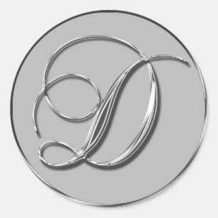 Silver Formal Wedding Monogram D Envelope Seal