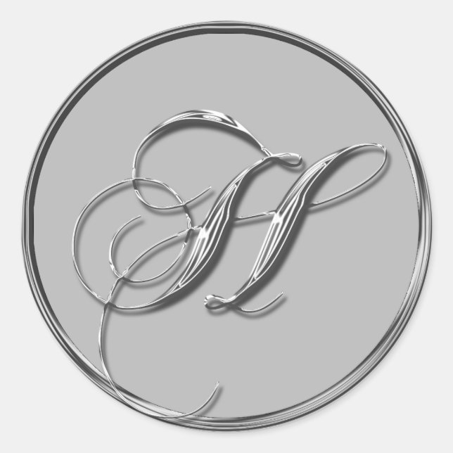 Silver Formal Wedding Monogram H Seal Sticker (Front)