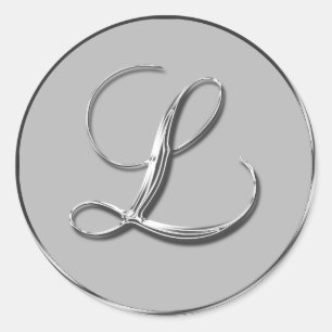 Silver Formal Wedding Monogram L Seal RSVP Invite