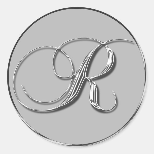 Silver Formal Wedding Monogram R Seal Monogrammed (Front)