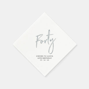 Silver Forty Modern Adult 40th Birthday Party Napkin