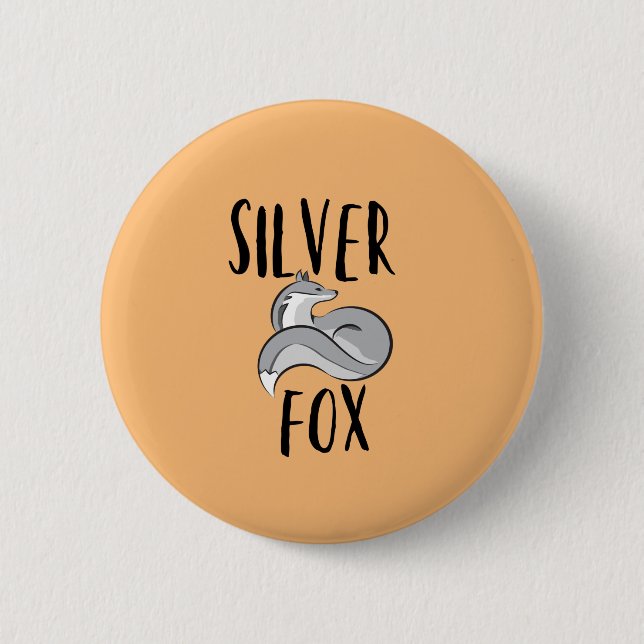 Silver Fox 6 Cm Round Badge (Front)