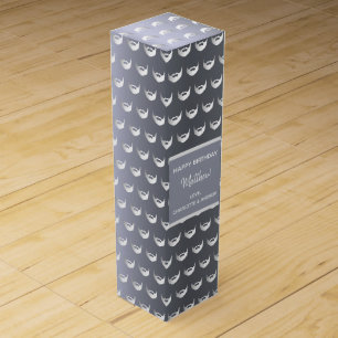 Silver fox birthday beard men guys grey trendy wine box