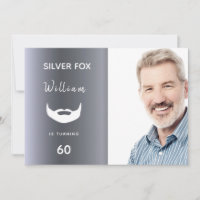 Silver fox birthday party custom photo men modern