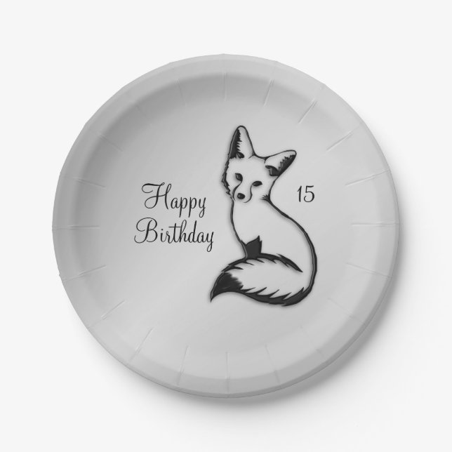 Silver Fox Birthday Plates (Front)