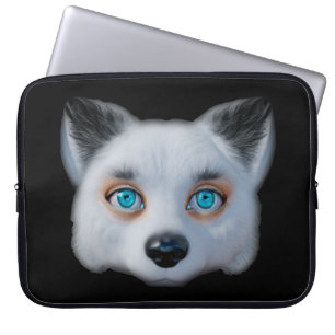 Silver fox blue eyes classic bumper sticker laptop sleeve