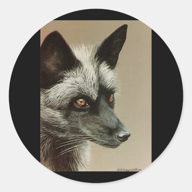Silver Fox Classic Round Sticker (Front)