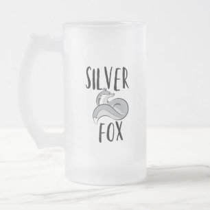 Silver Fox Frosted Glass Beer Mug