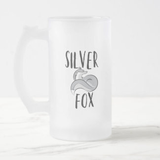 Silver Fox Frosted Glass Beer Mug