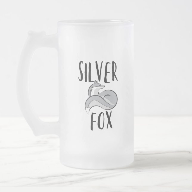 Silver Fox Frosted Glass Beer Mug (Left)
