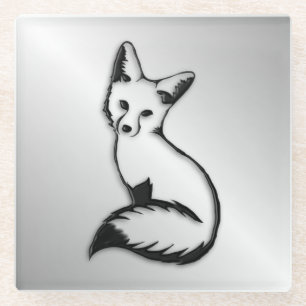 Silver Fox Glass Coaster