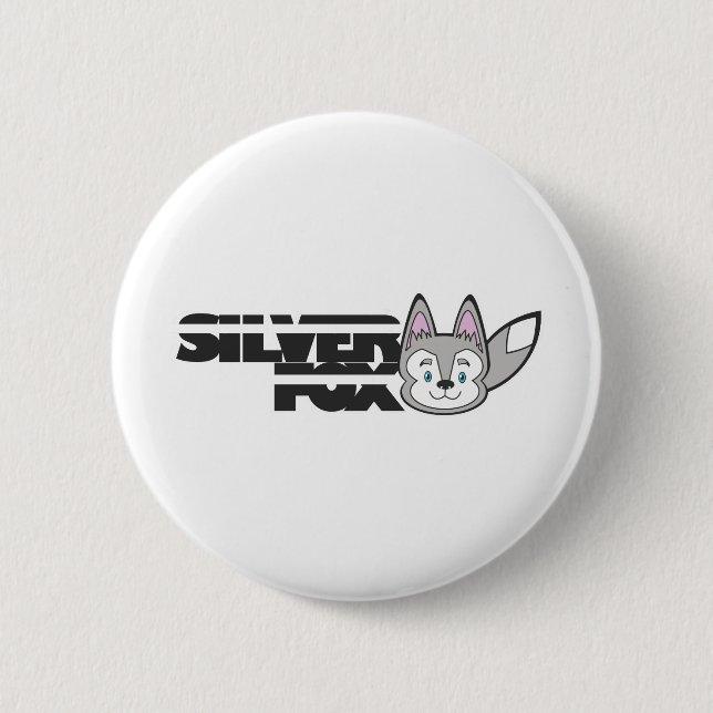 Silver fox logo 6 cm round badge (Front)
