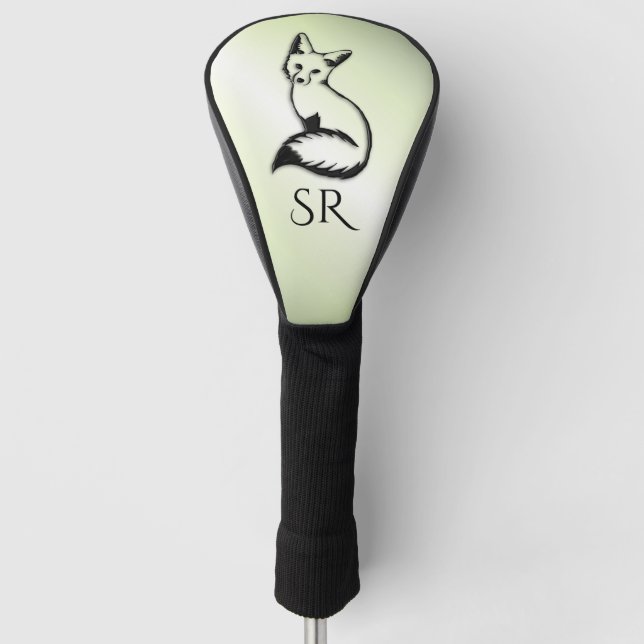 Silver Fox on Green Golf Head Cover (Front)