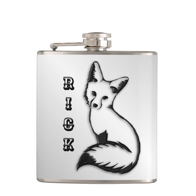 Silver Fox Personalised Hip Flask (Front)