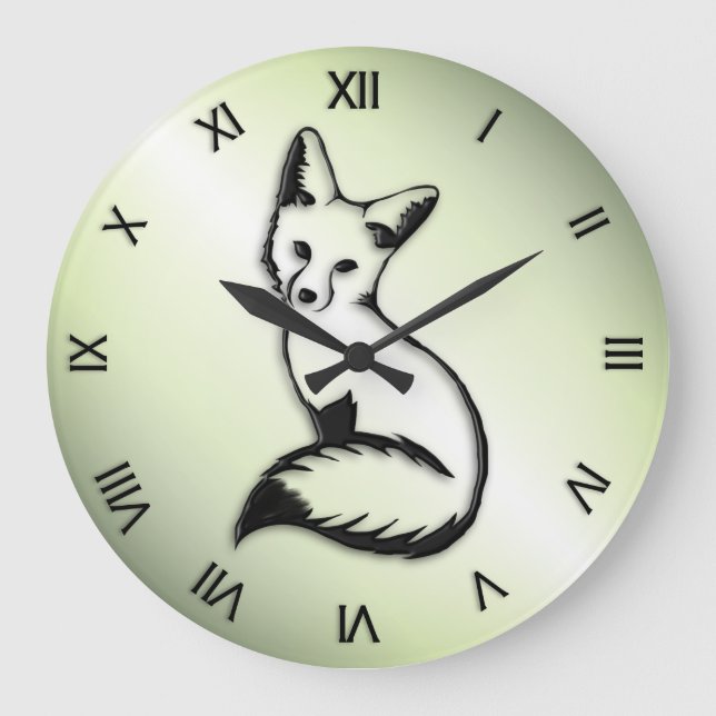 Silver Fox Roman Numeral  Large Clock (Front)
