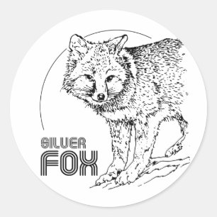 SILVER FOX VINTAGE CLASSIC ROUND STICKER