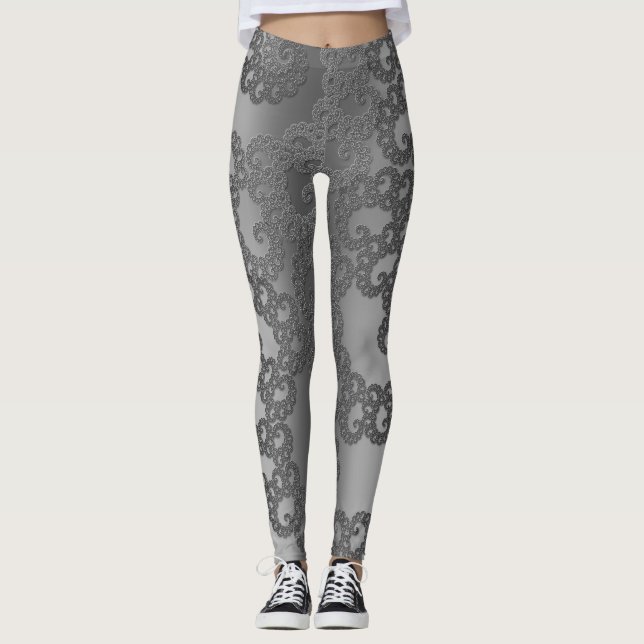 Silver Fractal Art Leggings (Front)