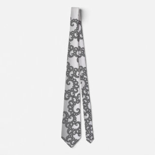 Silver Fractal Art Neck Tie