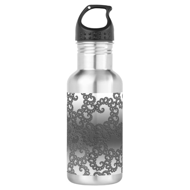 Silver Fractal Art Stainless Steel Water Bottle (Front)