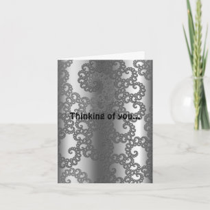 Silver Fractal Art Thinking Of You Card