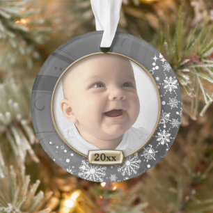 Silver Frame Baby's 1st Christmas Ornament