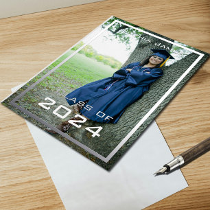 Silver   frame - class of 2024  foil invitation