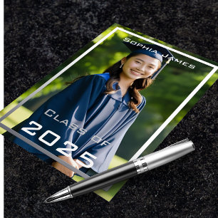 Silver   frame - class of 2025  foil invitation