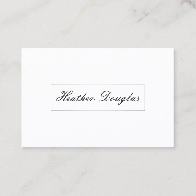 Silver Frame / Cursive Typography Business Card (Front)