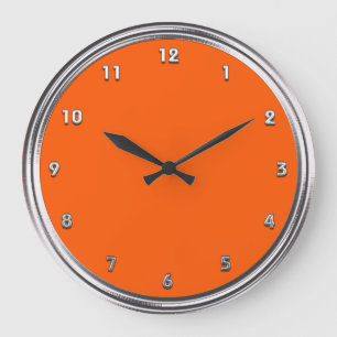 Silver Frame Orange Large Clock