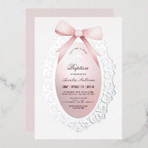 Silver Frame Pink Bow Baptism