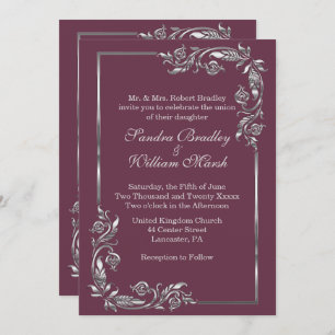 Silver Frame Plum Invitation