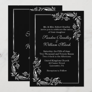 Silver Frame Stunning Black Invitation