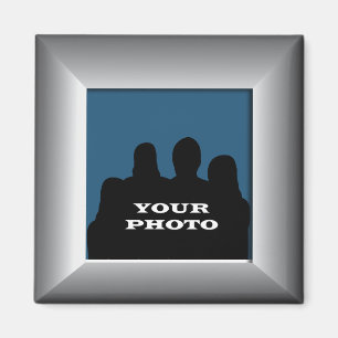 Silver Frame Your Photo Magnet Template