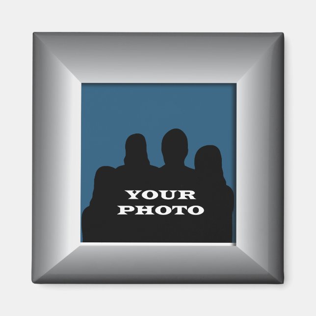 Silver Frame Your Photo Magnet Template (Front)
