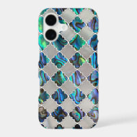 Silver framed abalone pearl shell moroccan pattern