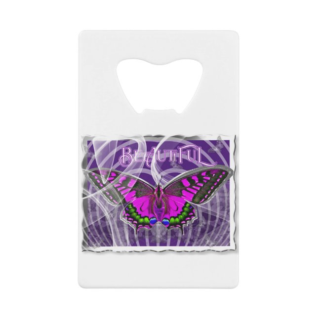 Silver Framed Colourful Butterfly with Swirls (Front)