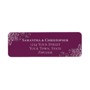 Silver Frills Cassis Purple Wedding Return Address