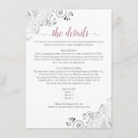 Silver Frills Dusty Rose on White Wedding Details