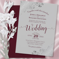 Silver Frills Elegant Burgundy & Grey Wedding