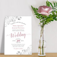 Silver Frills Elegant Dusty Rose on White Wedding