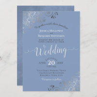 Silver Frills Elegant Gray on Light Blue Wedding