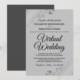 Silver Frills Elegant Grey Virtual Wedding Invitation
