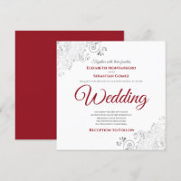 Silver Frills Elegant Red & White Square Wedding